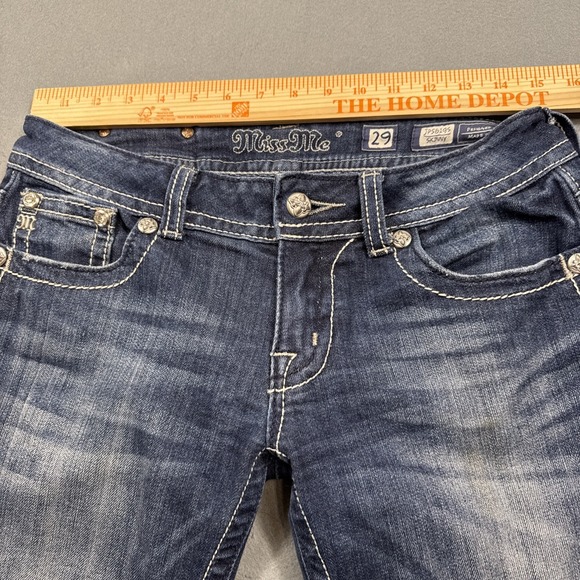 Miss Me women 29 SKINNY jeans Medium Wash PINK EMBELHISHMENTS THICK STITCH - Picture 9 of 10